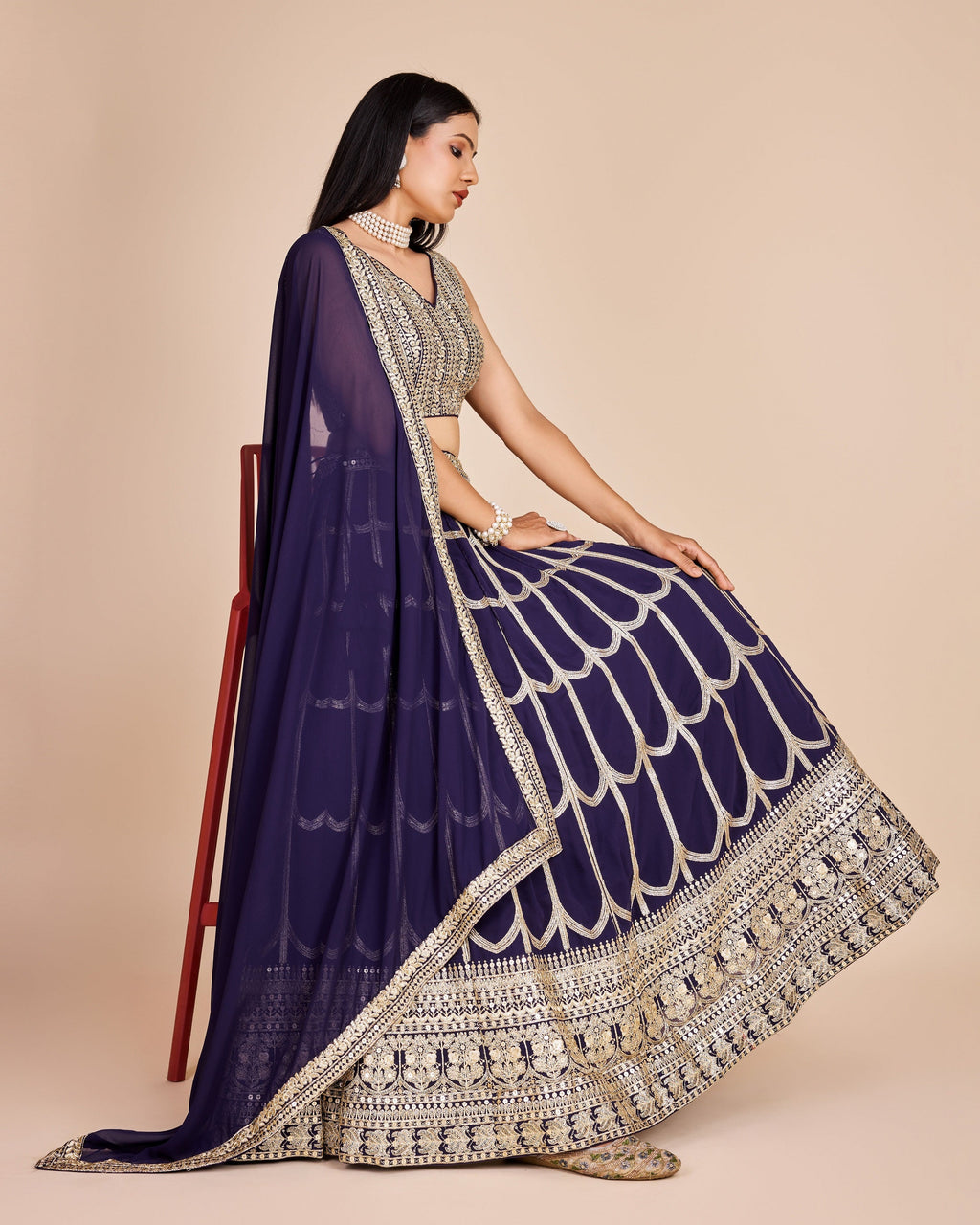 Lehenga Mart Designer Wedding Lehenga Choli For Women - Navy Blue