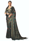 Joban Fashion Teal Blue Dull Moss Brasso Saree - Distacart