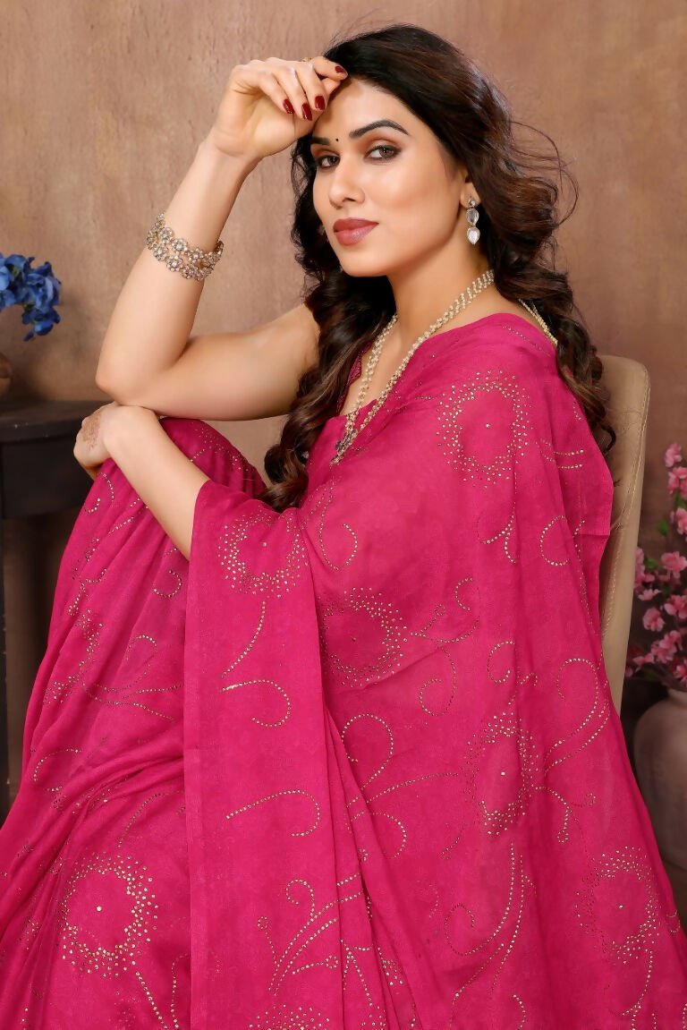 Aafreen Partywear Designer Pink Rangoli Silk Fancy Saree