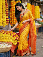 Shree Shyam Fashion Yellow Pochampally Silk Saree - Distacart