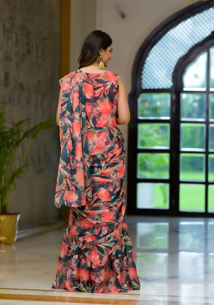 Partywear Designer Green Slime Georgette Fancy Saree - Anbazaar - Distacart