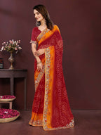 Ai Fashion Maroon Georgette Digital Print Party Wear Saree - Distacart