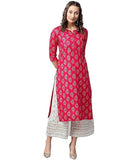 Vamika Pink Printed Rayon Party And Casual Wear Kurta Set