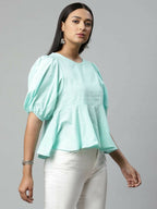 Ahalyaa Women Summer Blue Cotton Printed Tunic - Distacart