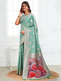 Shree Shyam Fashion Linen Cotton Rama Green Saree - Distacart