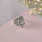 NVR Men Silver-Plated Lion Face Finger Ring