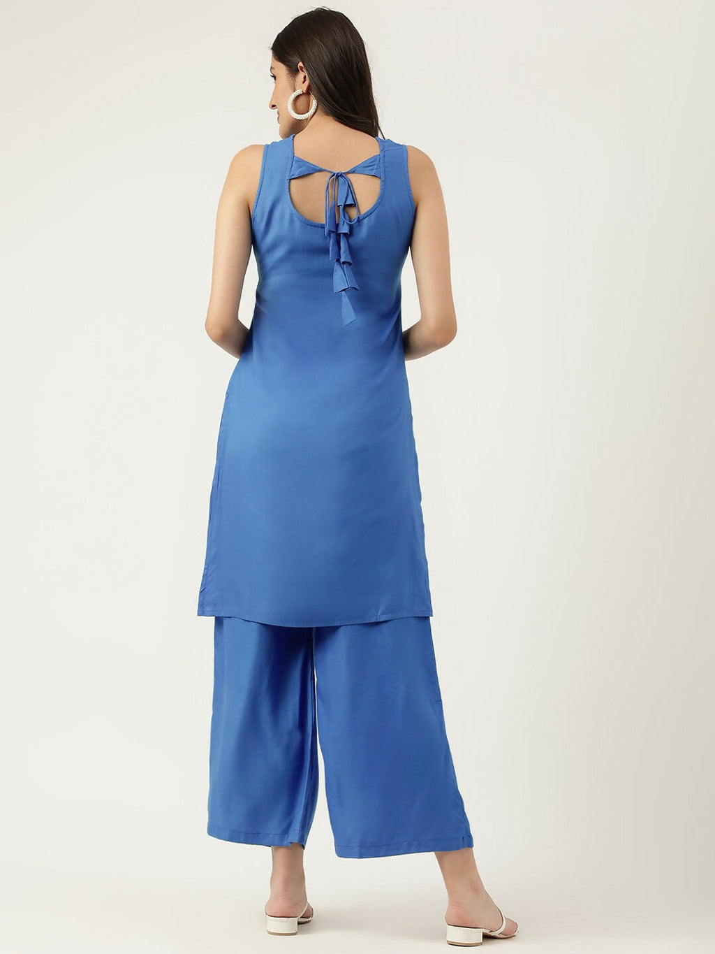 Joban Fashion Blue Rayon and Embroidered Work Straight Kurta Bottom Set