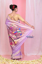 Very Much Indian Handloom Pure Cotton Paithani With Handwoven Pallu -Lilac - Distacart