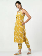 Myshka Women's Yellow Straight Printed Kurta