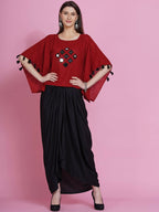Women Republic Maroon Cotton Kaftan With Dhoti - Distacart