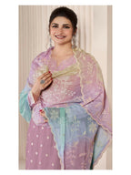 Anaita Purple Moonga Silk Stitched Suit with Embroidery Sequence Work - Distacart