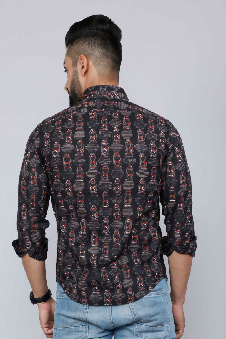 Miravan Men's Black Slim Fit Full Sleeves Shirt