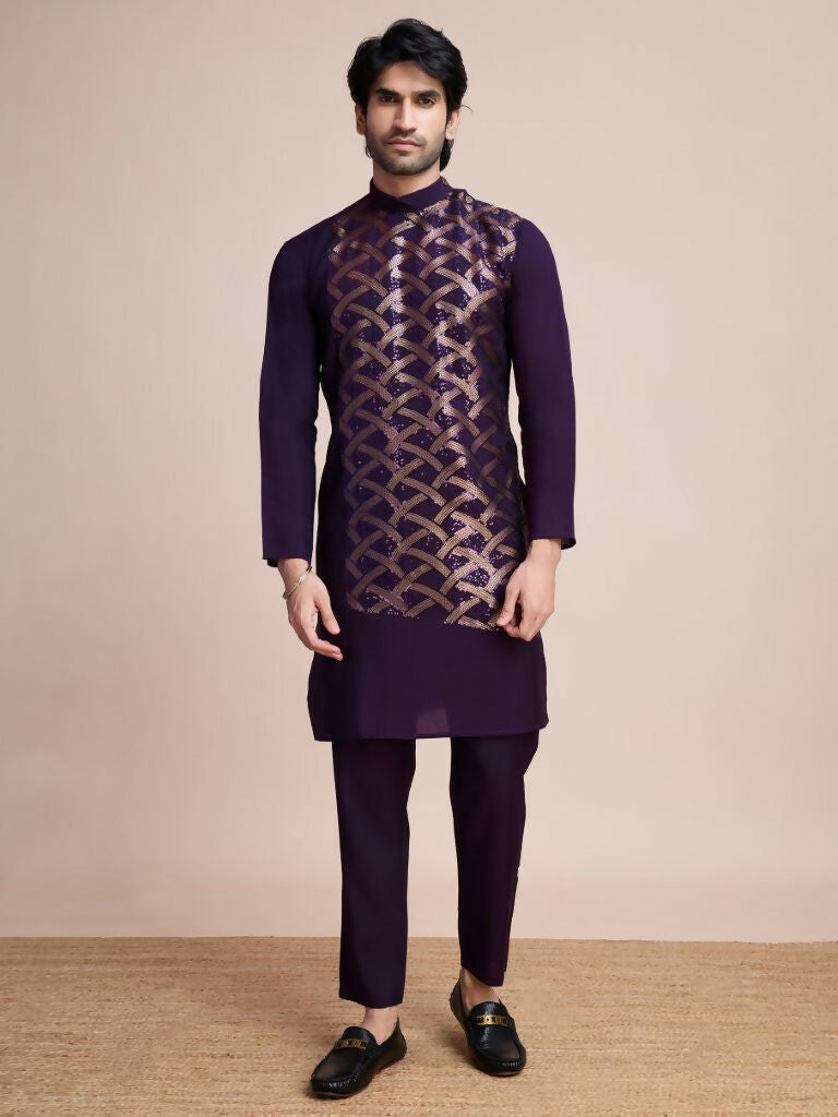 Vastranavya Traditional Festival Wear Pure Silk Thread & Sequence Embroidered Work Kurta