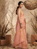 Shree Shyam Fashion Pink Tissue Silk Saree - Distacart