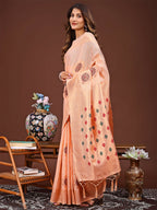 Shree Shyam Fashion Neerja Orange Linen Cotton Saree
