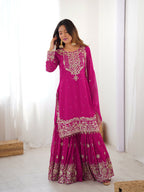 Lehenga Mart Designer Sharara Suit With Kurta, Sharara, Dupatta For Women-Pink - Distacart