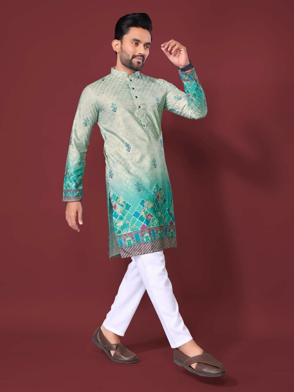 Anaita Light Green Multi Colour Kurta