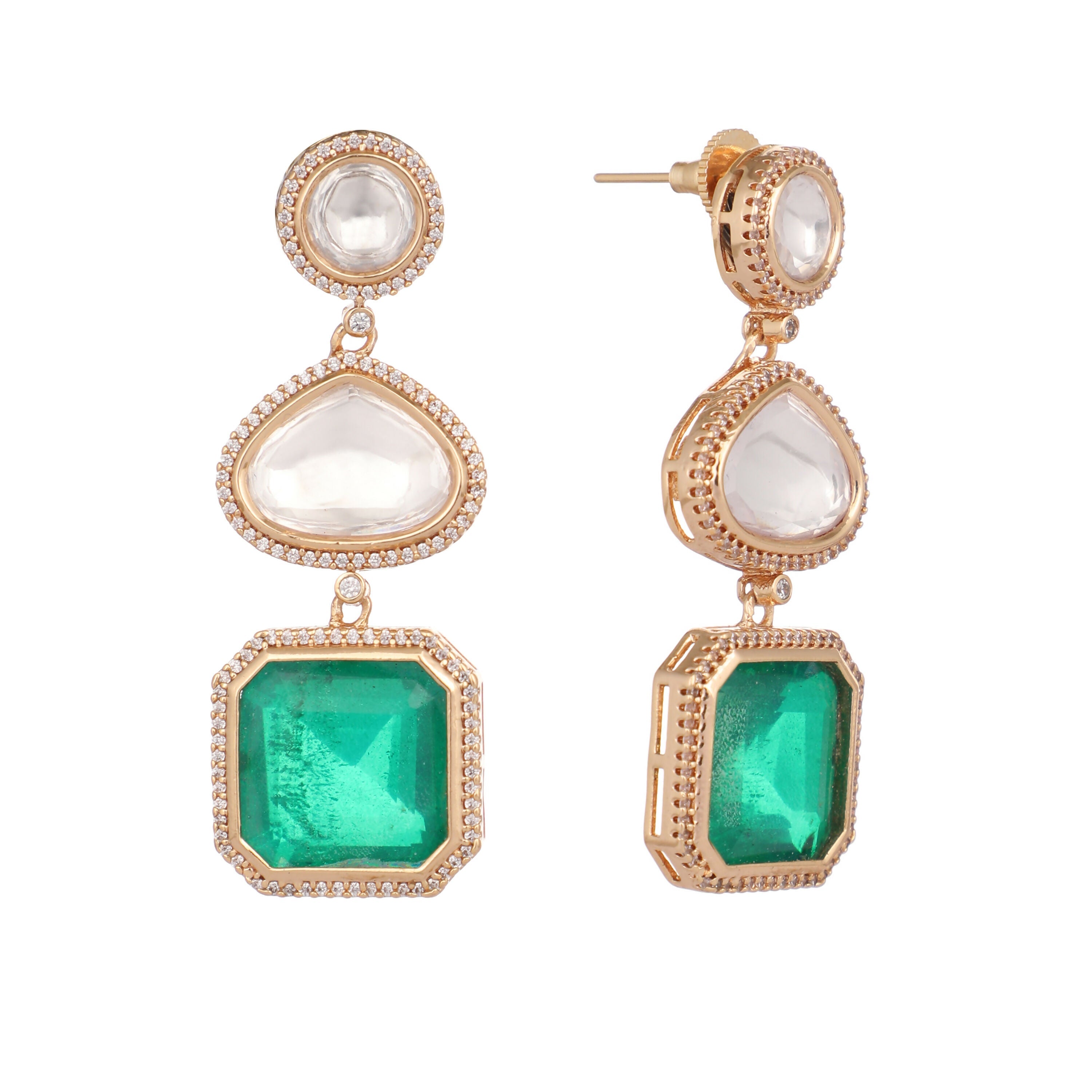 Nuyug Emerald Drop Anti Tarnish Sparkle Earrings - Distacart