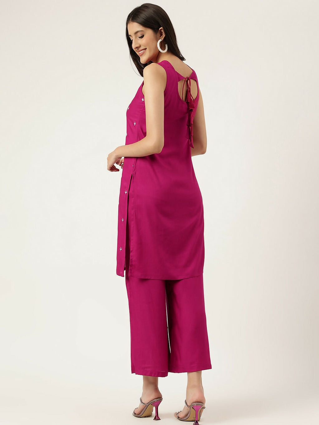 Joban Fashion Pink Rayon and Embroidered Work Straight Kurta Bottom Set