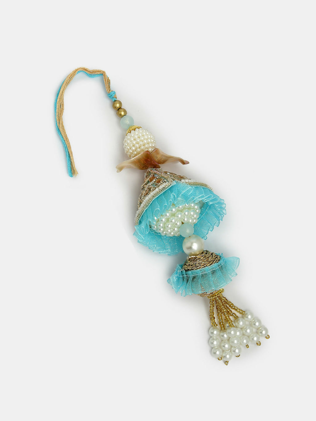 NVR Women & Men Set of 2 Blue Krishna Pearl Bhaiya Bhabhi Rakhi With Roli Chawal & Chocolate - Distacart