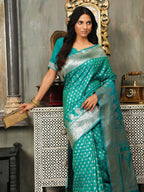 Shree Shyam Fashion Banarasi Silk Rama Green Saree - Distacart