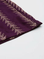 Ahalyaa Purple & Golden Printed Basic Jumpsuit - Distacart