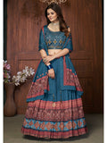 Myra Aequa blue Chinon Embroidered Designer Lehenga