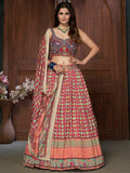 Myra Multicolor Silk and Chinon Embroidered Designer Lehenga