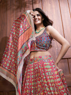 Myra Multicolor Silk and Chinon Embroidered Designer Lehenga