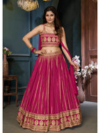 Myra Pink Georgette Embroidered Designer Lehenga