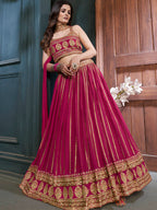 Myra Pink Georgette Embroidered Designer Lehenga
