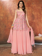 Myra Pink Georgette Embroidered Designer Suit