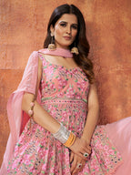 Myra Pink Georgette Embroidered Designer Suit