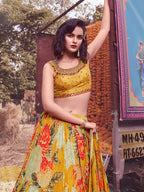 Myra Yellow Art Silk Embroidered Designer Lehenga