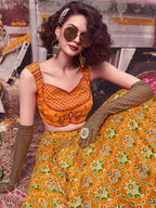 Myra Musturd Art Silk Embroidered Designer Lehenga