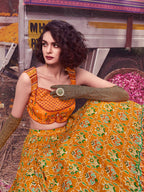 Myra Musturd Art Silk Embroidered Designer Lehenga