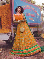 Myra Musturd Art Silk Embroidered Designer Lehenga