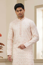 Raivat Ethnic Art Silk Thread Work Kurta Pajama In Light Pink Colour