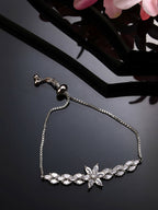 NVR Women Silver-Plated Handcrafted American Diamond Link Bracelet - Distacart