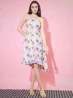 Myshka Women's Multi Floral Printed Fit and Flare Dress - Distacart