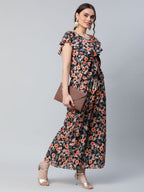 Ahalyaa Women Black Crepe Digital Print Top with Palazzo Set - Distacart