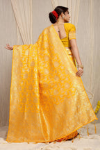Anaita Yellow Woven Design Pure Silk Banarasi Saree With Blouse - Distacart