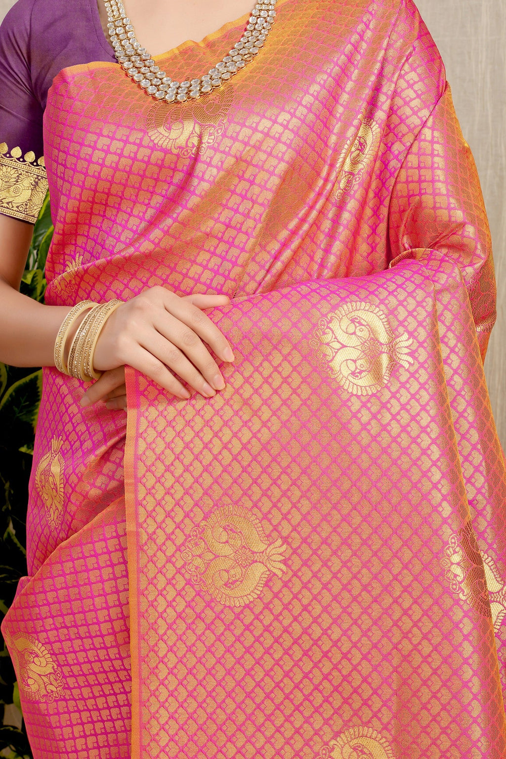 Anaita Peach Woven Design Pure Silk Banarasi Saree With Blouse - Distacart