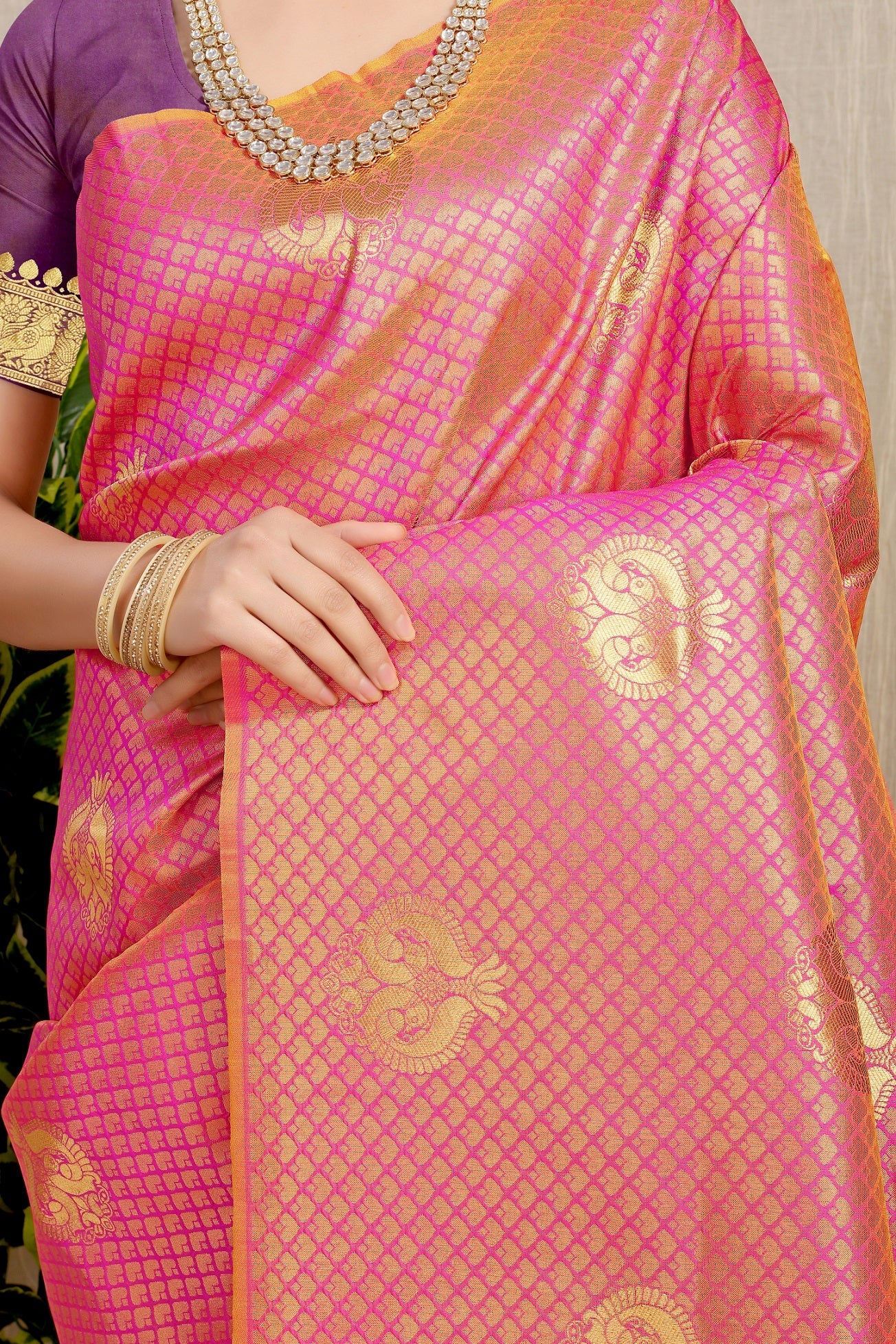 Anaita Peach Woven Design Pure Silk Banarasi Saree With Blouse - Distacart