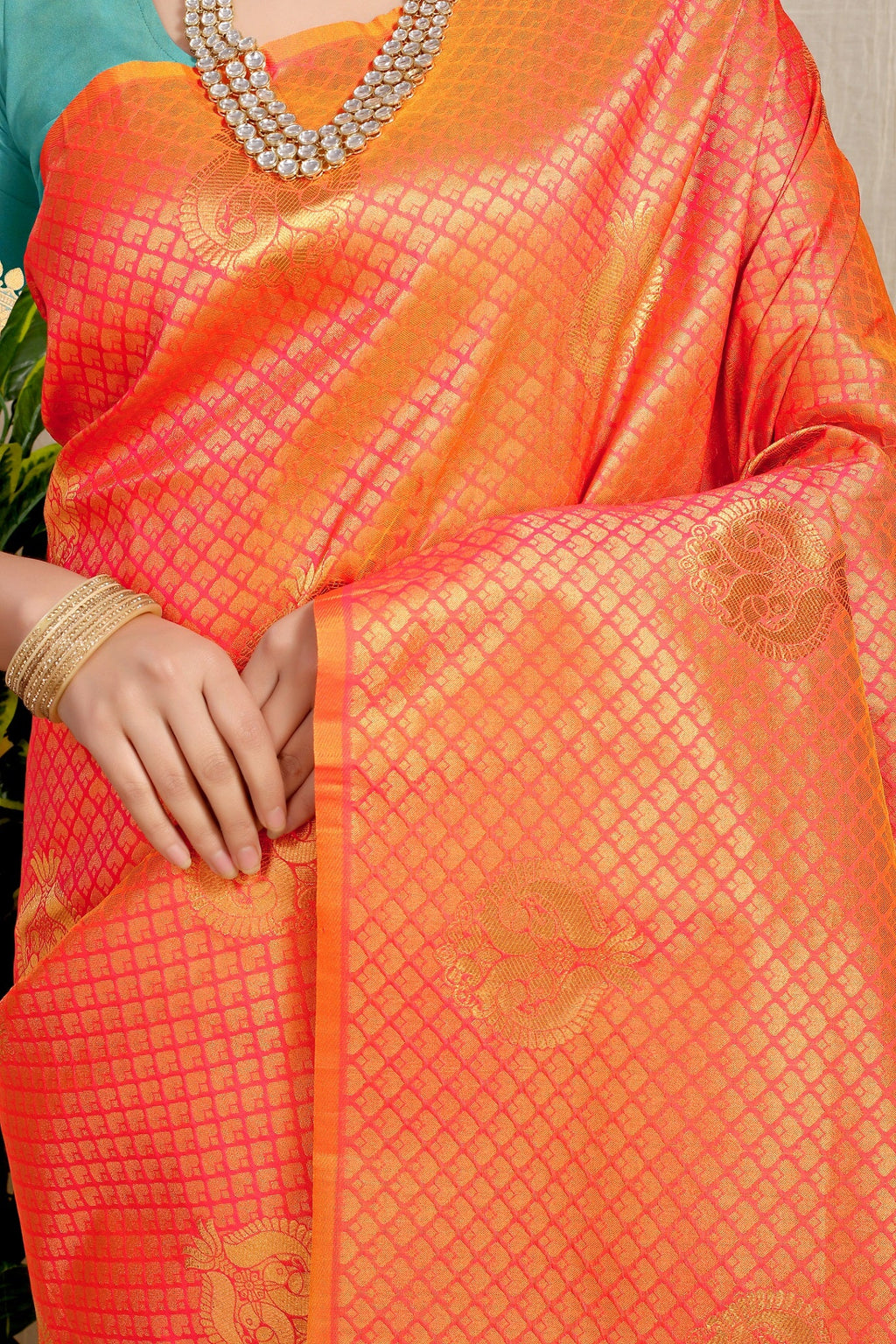 Anaita Orange Woven Design Pure Silk Banarasi Saree With Blouse - Distacart