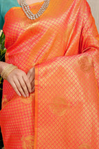 Anaita Orange Woven Design Pure Silk Banarasi Saree With Blouse - Distacart
