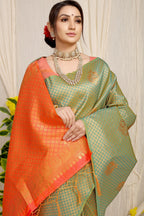 Anaita Green Woven Design Pure Silk Banarasi Saree With Blouse - Distacart