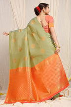 Anaita Green Woven Design Pure Silk Banarasi Saree With Blouse - Distacart