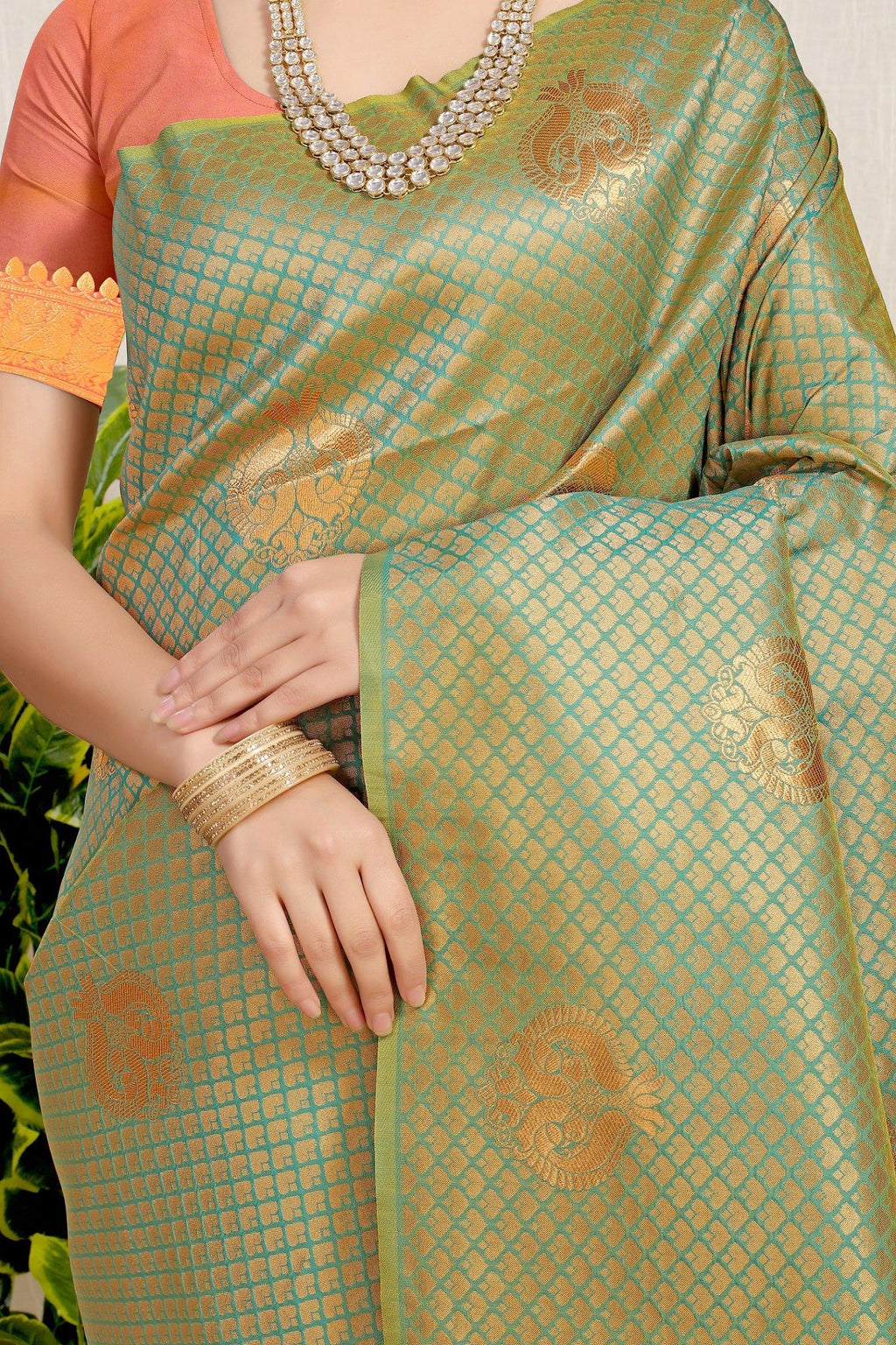 Anaita Green Woven Design Pure Silk Banarasi Saree With Blouse - Distacart