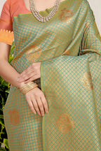 Anaita Green Woven Design Pure Silk Banarasi Saree With Blouse - Distacart